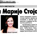 Narodne novine 23. april 2013_Nastup Marije Stojanovic